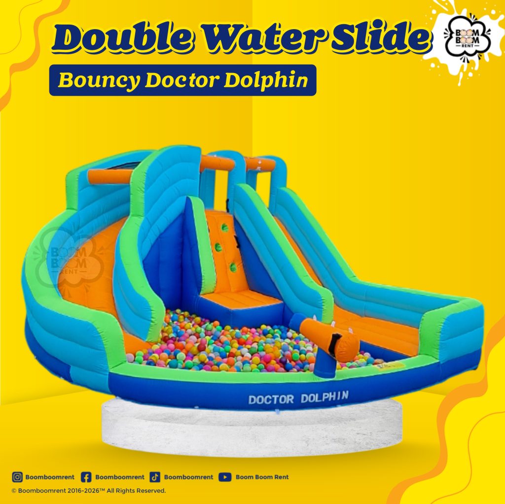 Bouncy Doctor Dolphin Double Water Slide